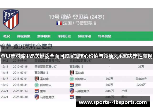 登贝莱对阵里昂关键战全面回顾展现核心价值与领袖风采和决定性表现